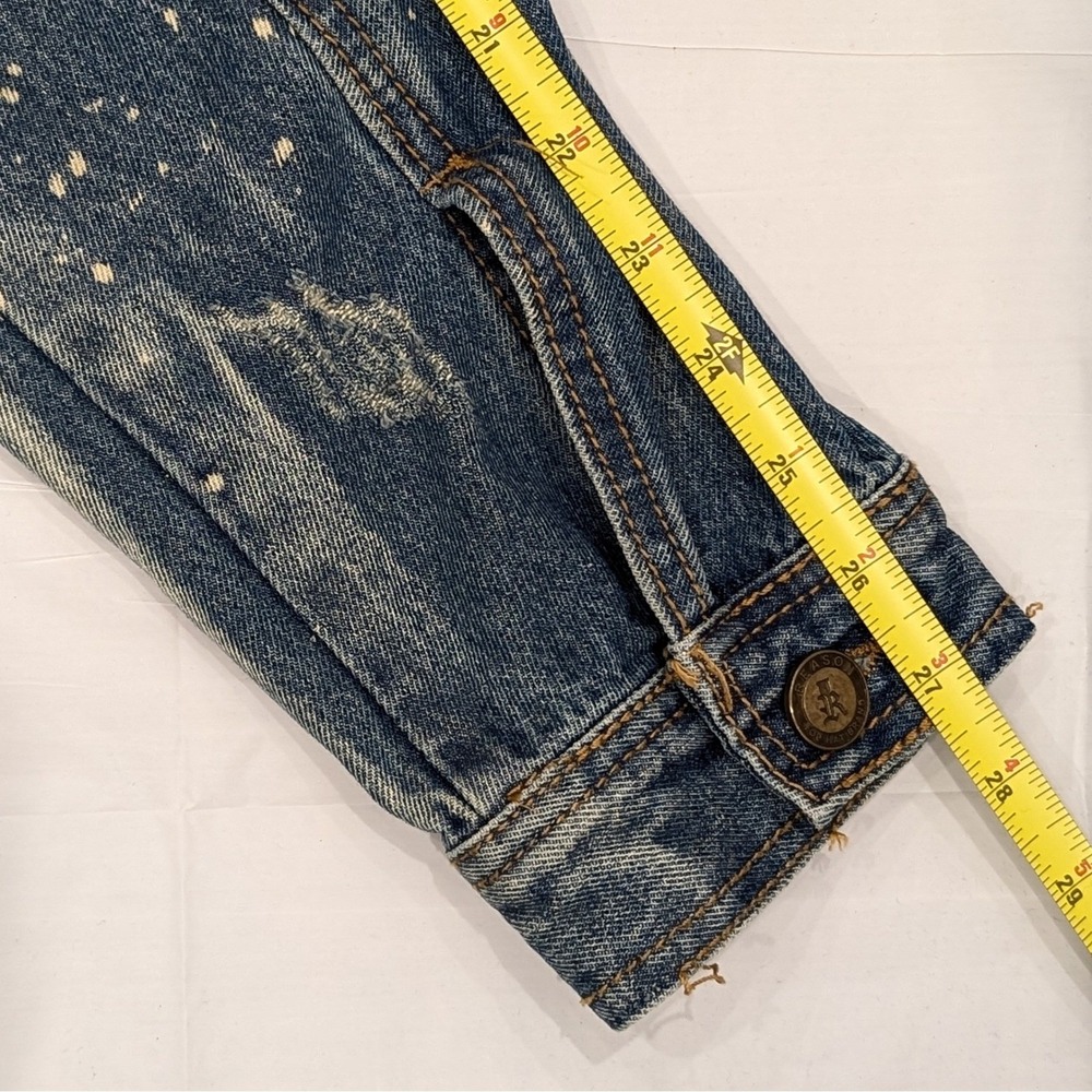 Reason Denim Sherpa Trucker Jacket L Death Before Dishonor Embroidery Distressed - Picture 8 of 14